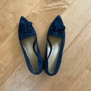 Ann Taylor navy suede block heel pump